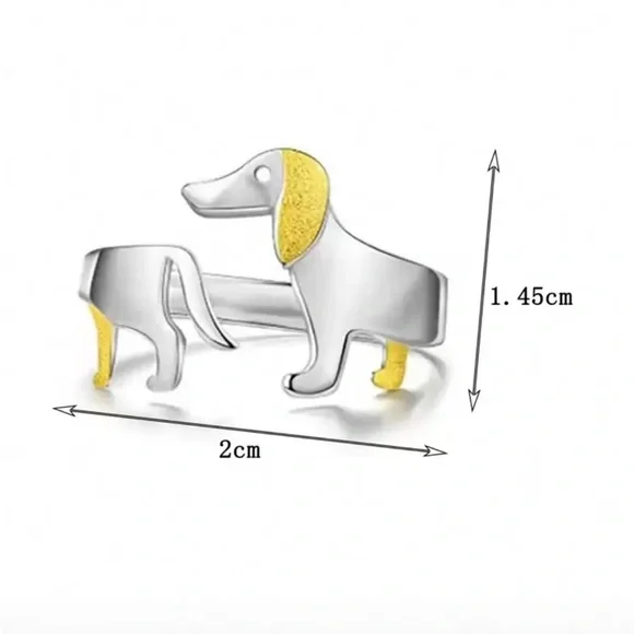 🐶BRAND NEW Dachshund Adjustable Split Design Personalized Opening Ring - Picture 7 of 9